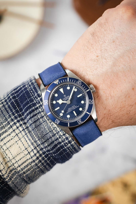 Hirsch ARNE Sailcloth Effect Performance Watch Strap - BLUE