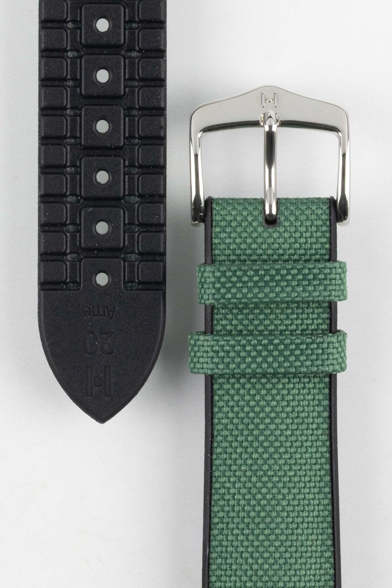 Hirsch ARNE Sailcloth Effect Performance Watch Strap - DARK GREEN