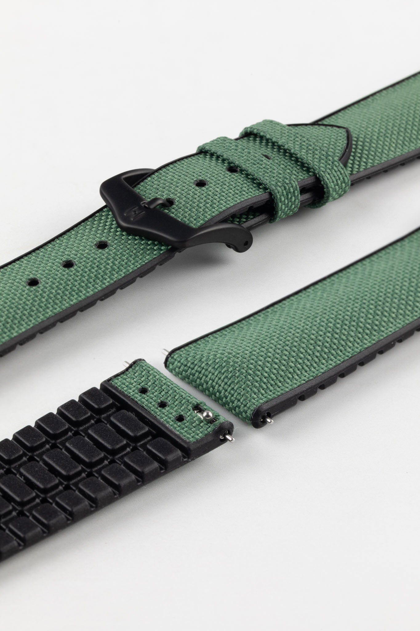 Hirsch ARNE Sailcloth Effect Performance Watch Strap - DARK GREEN