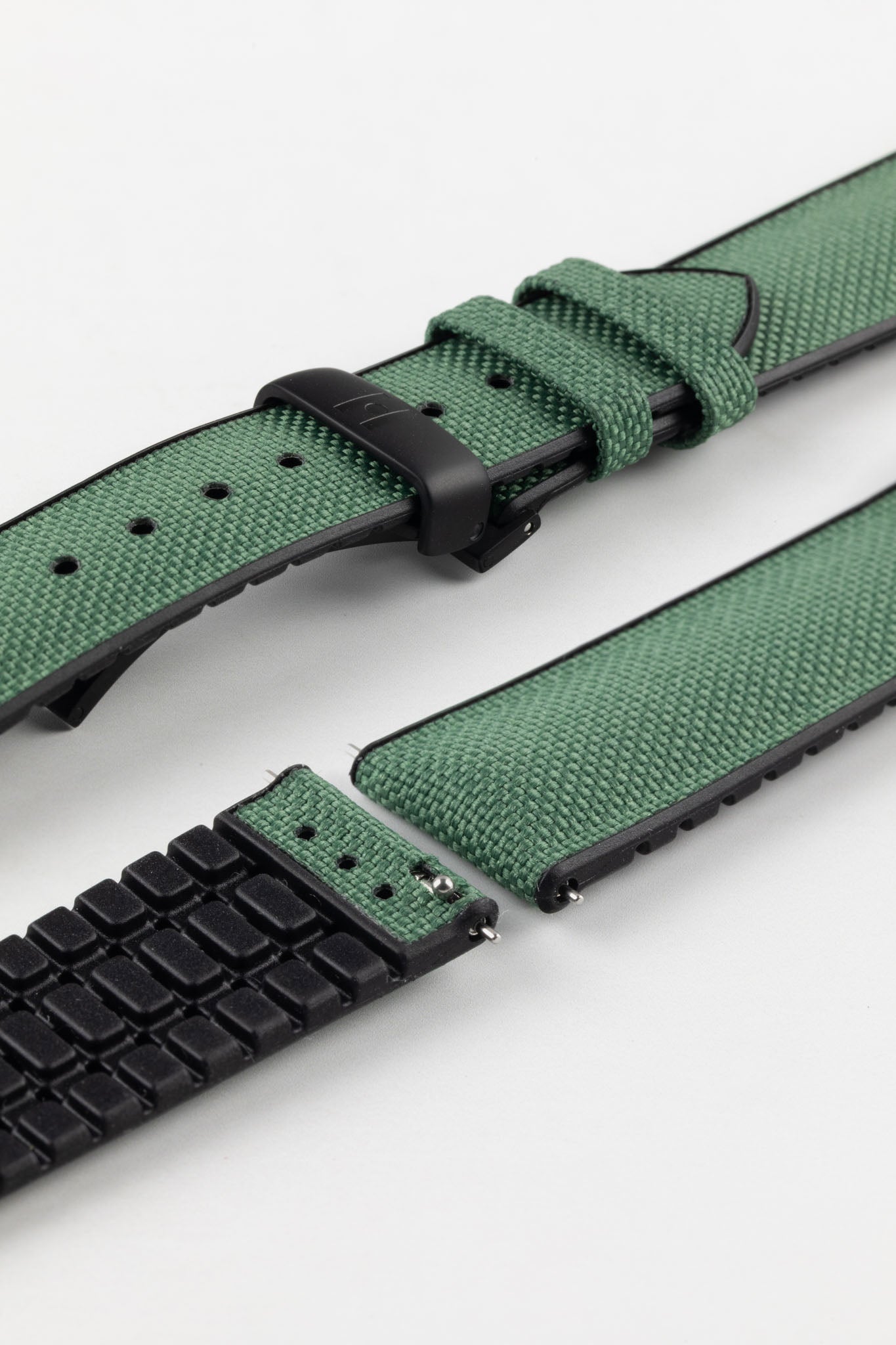 Hirsch ARNE Sailcloth Effect Performance Watch Strap - DARK GREEN
