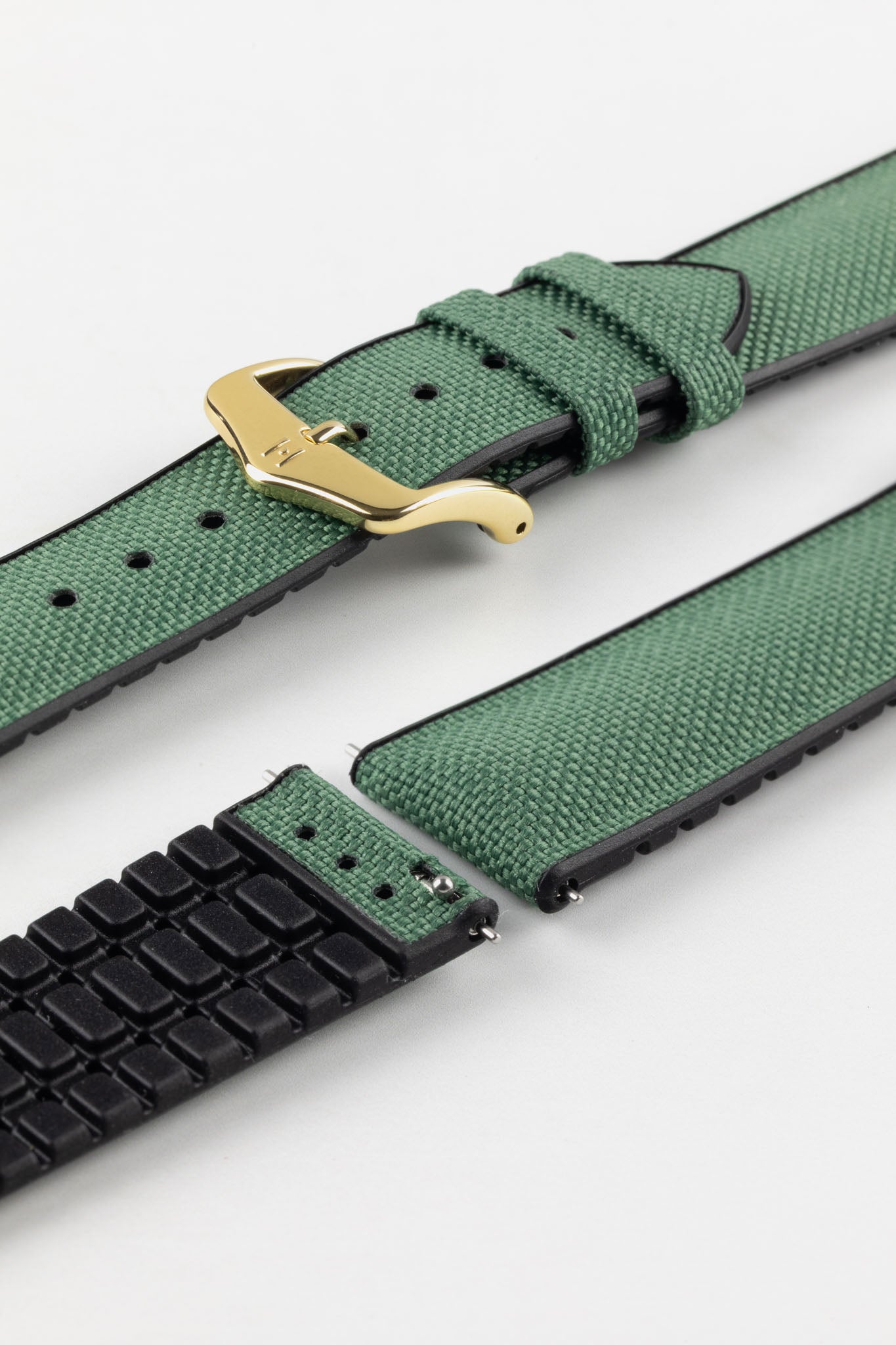 Hirsch ARNE Sailcloth Effect Performance Watch Strap - DARK GREEN