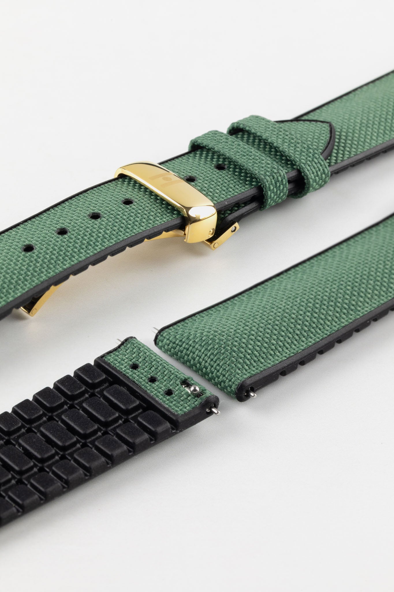 Hirsch ARNE Sailcloth Effect Performance Watch Strap - DARK GREEN
