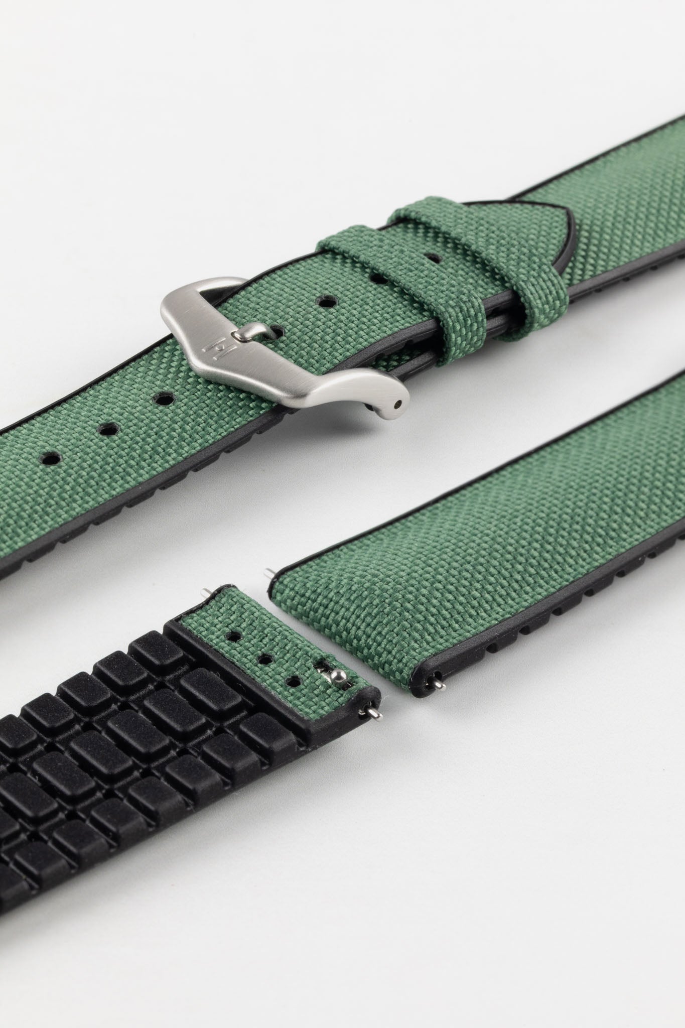 Hirsch ARNE Sailcloth Effect Performance Watch Strap - DARK GREEN