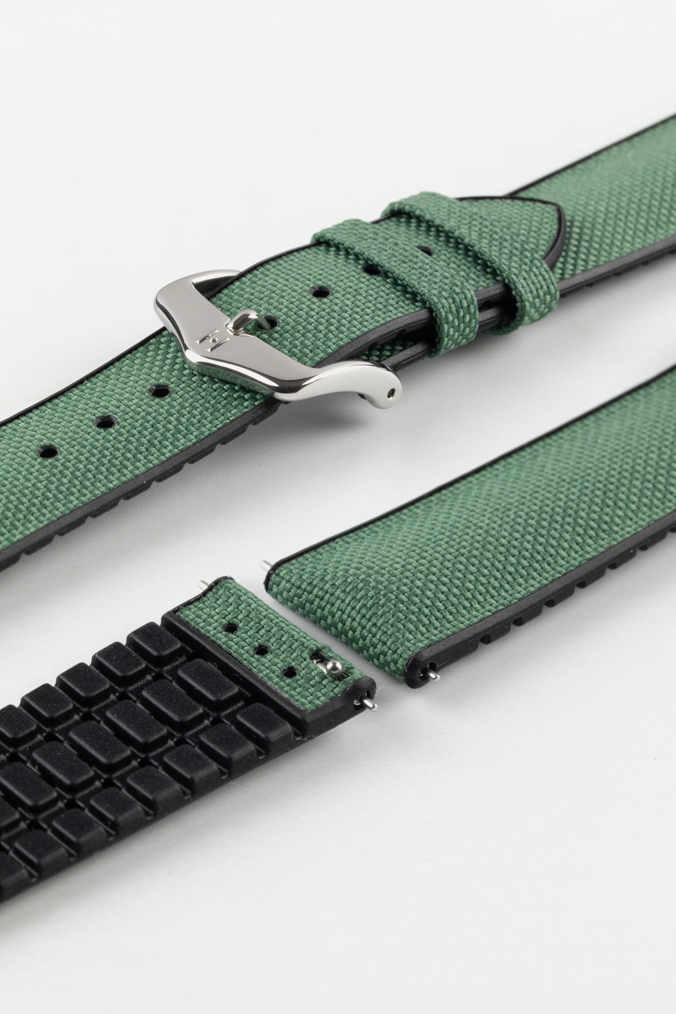 Hirsch ARNE Sailcloth Effect Performance Watch Strap - DARK GREEN
