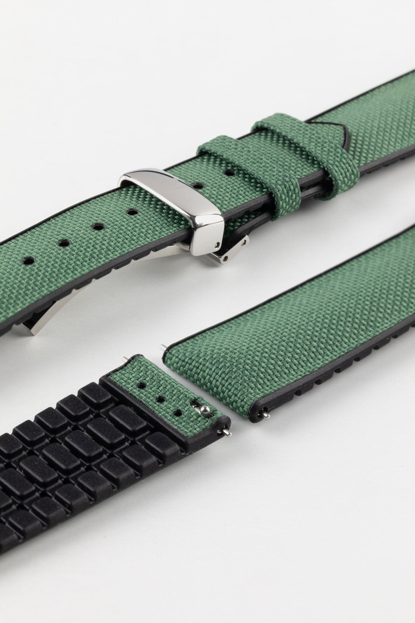Hirsch ARNE Sailcloth Effect Performance Watch Strap - DARK GREEN
