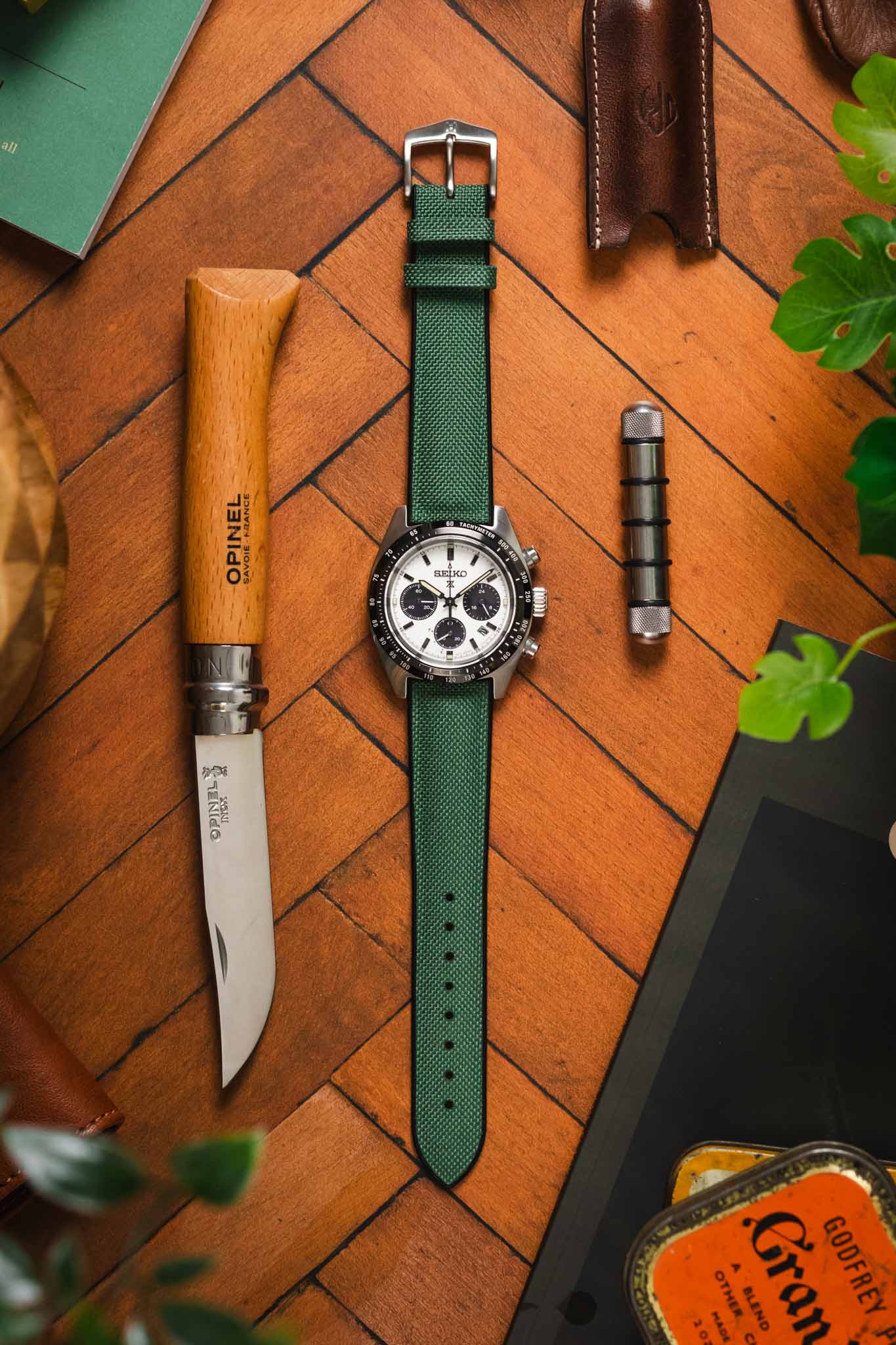 Hirsch ARNE Sailcloth Effect Performance Watch Strap - DARK GREEN