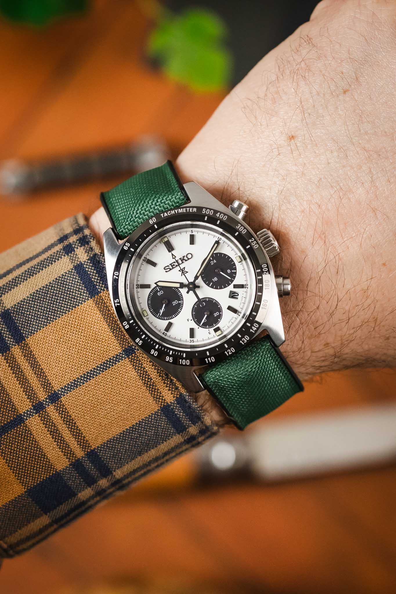 Hirsch ARNE Sailcloth Effect Performance Watch Strap - DARK GREEN