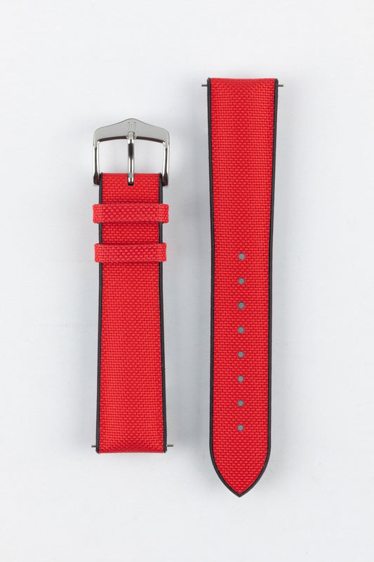 Hirsch ARNE Sailcloth Effect Performance Watch Strap - RED