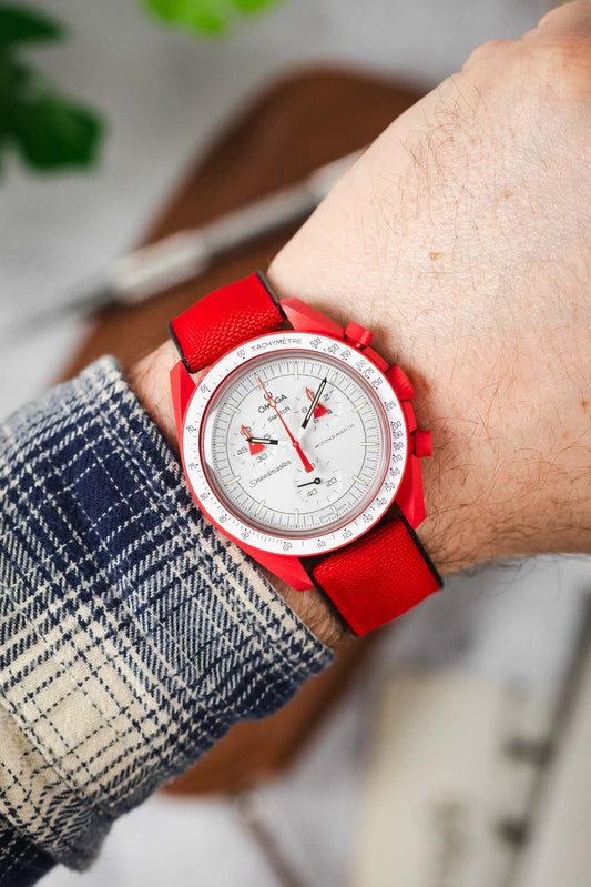 Hirsch ARNE Sailcloth Effect Performance Watch Strap - RED