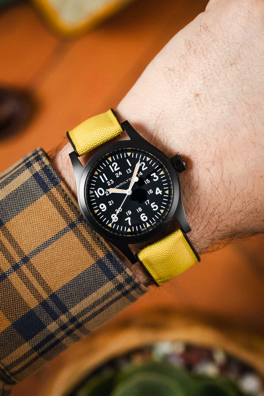 Hirsch ARNE Sailcloth Effect Performance Watch Strap - YELLOW