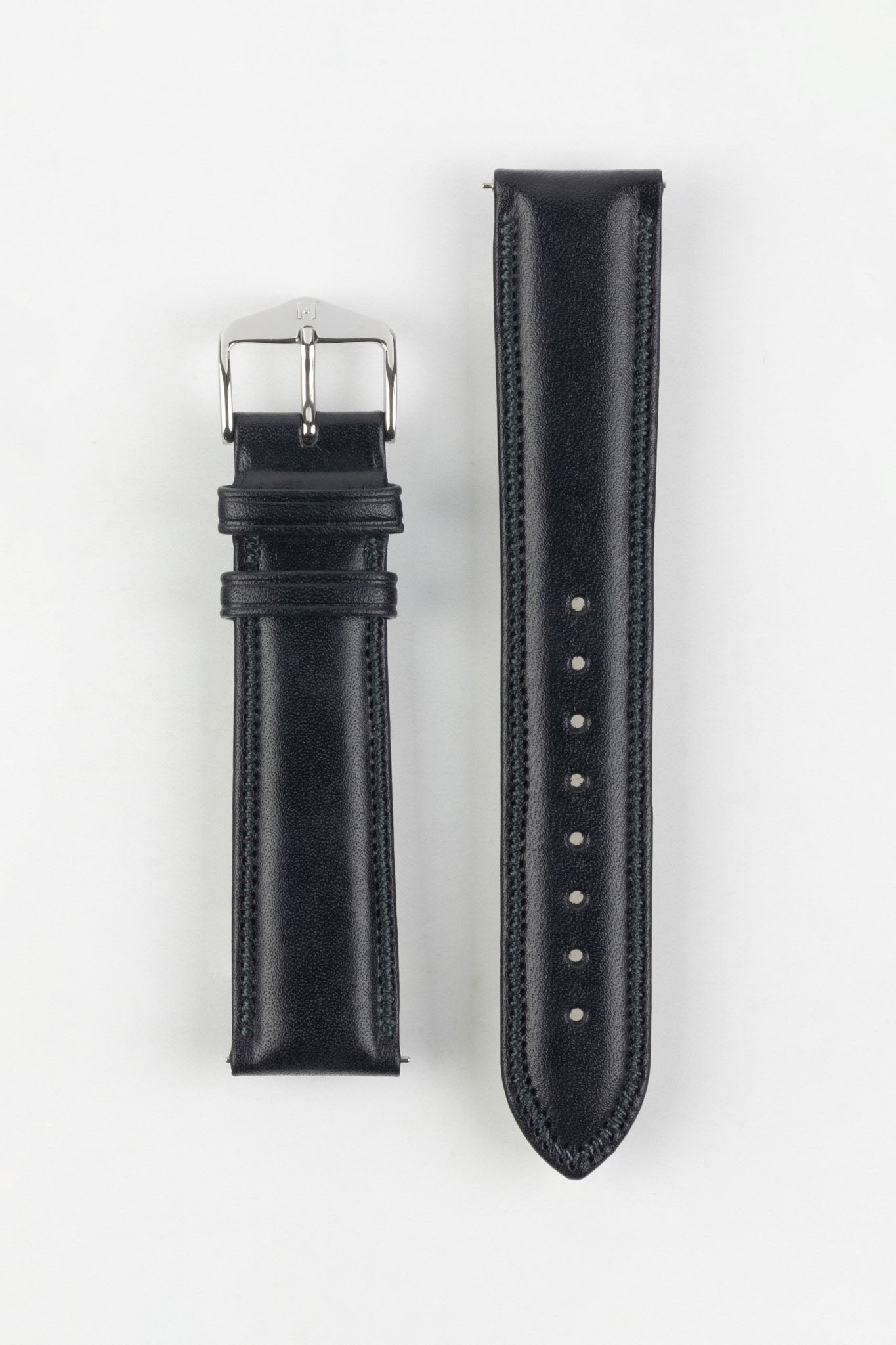 Hirsch ASCOT English Leather Watch Strap in Black | HirschStraps by WO 20mm / Silver Buckle Hirsch ASCOT English Leather Watch Strap in Black | HirschStraps by WO 20mm / Silver Buckle