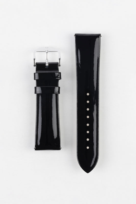 Hirsch DIVA Glossy Ladies Leather Watch Strap in JET BLACK