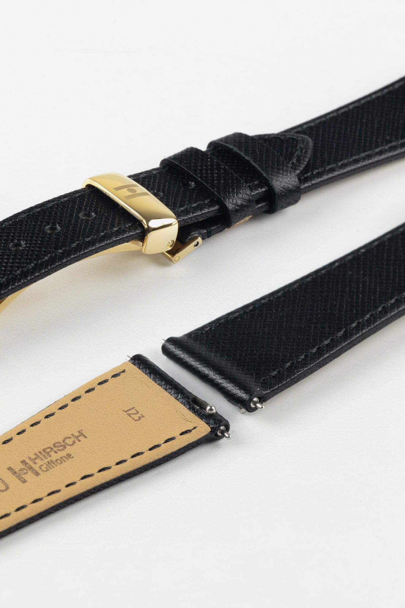 Hirsch GIFFONE Calf Leather Watch Strap in BLACK