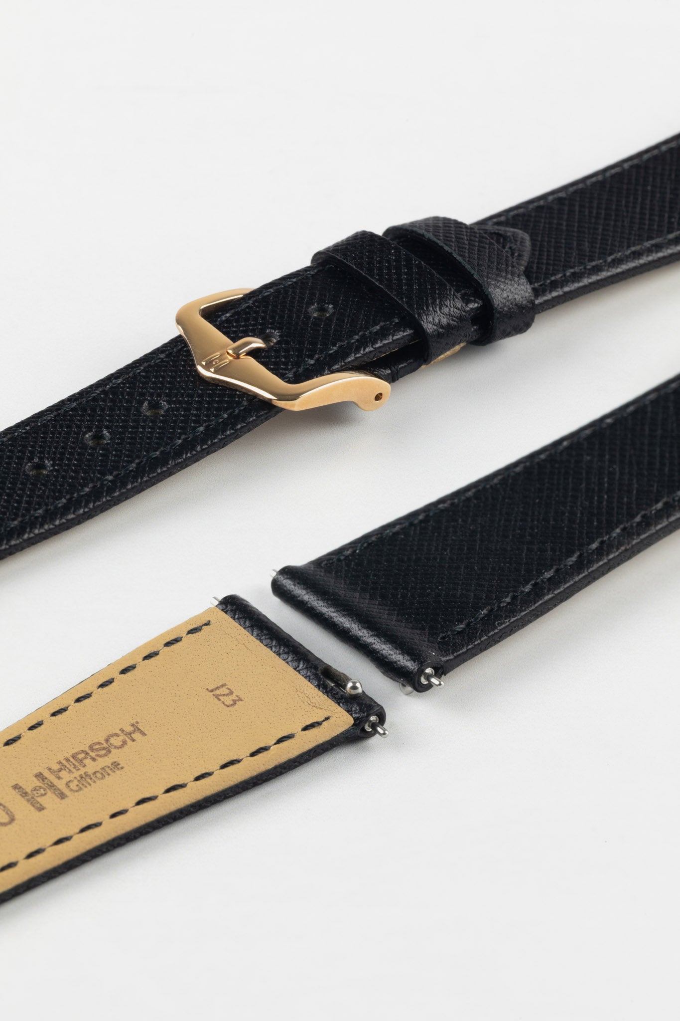 Hirsch GIFFONE Calf Leather Watch Strap in BLACK
