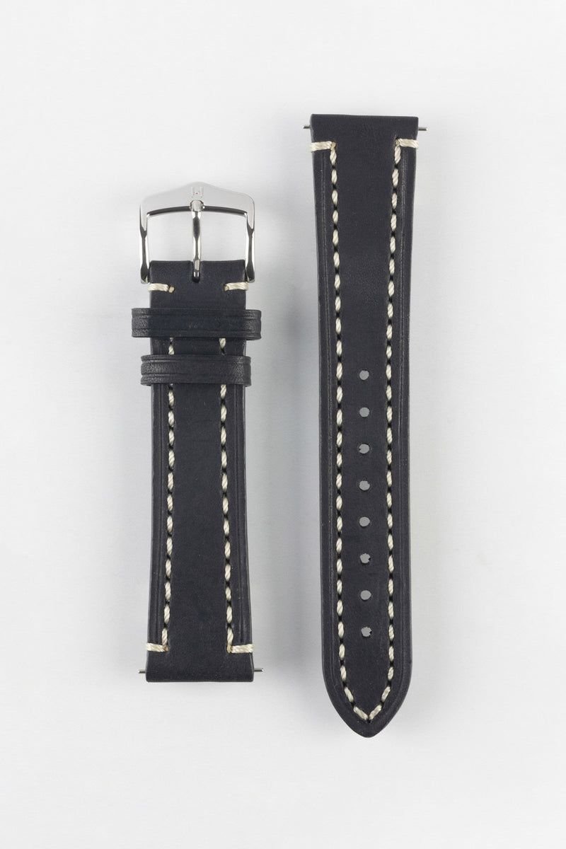 Thick Black Leather Watch Strap Liberty Hirsch Straps HS by