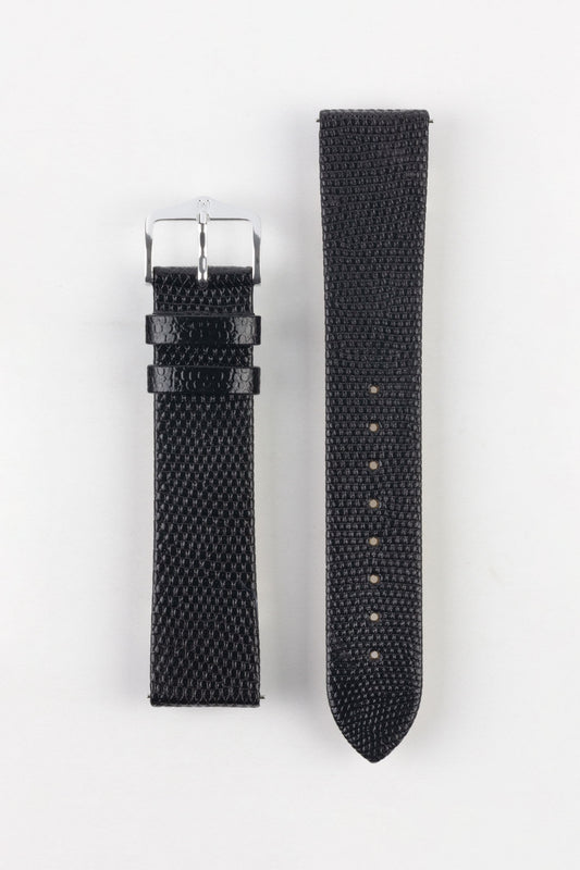 Hirsch LIZARD Leather Watch Strap in BLACK