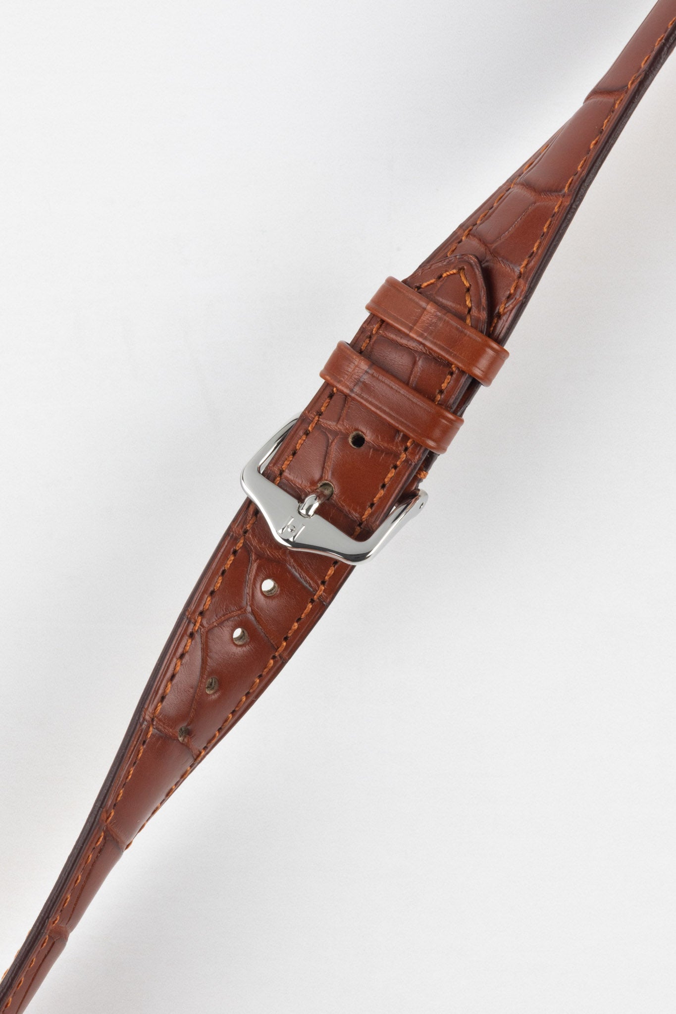 Hirsch LONDON Matt Alligator Leather Watch Strap in GOLD BROWN