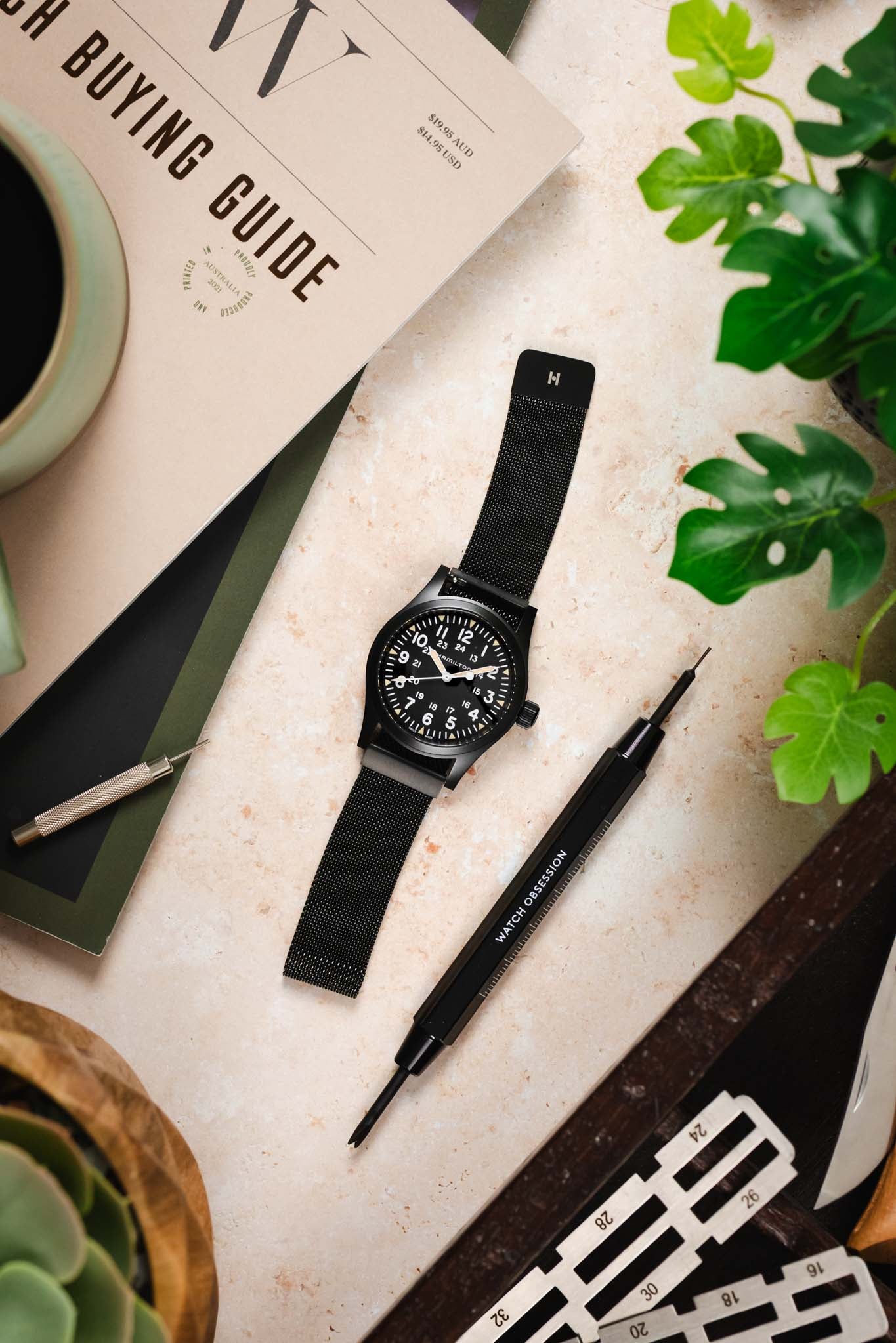 Hirsch MILANAISE Mesh Watch Band in BLACK