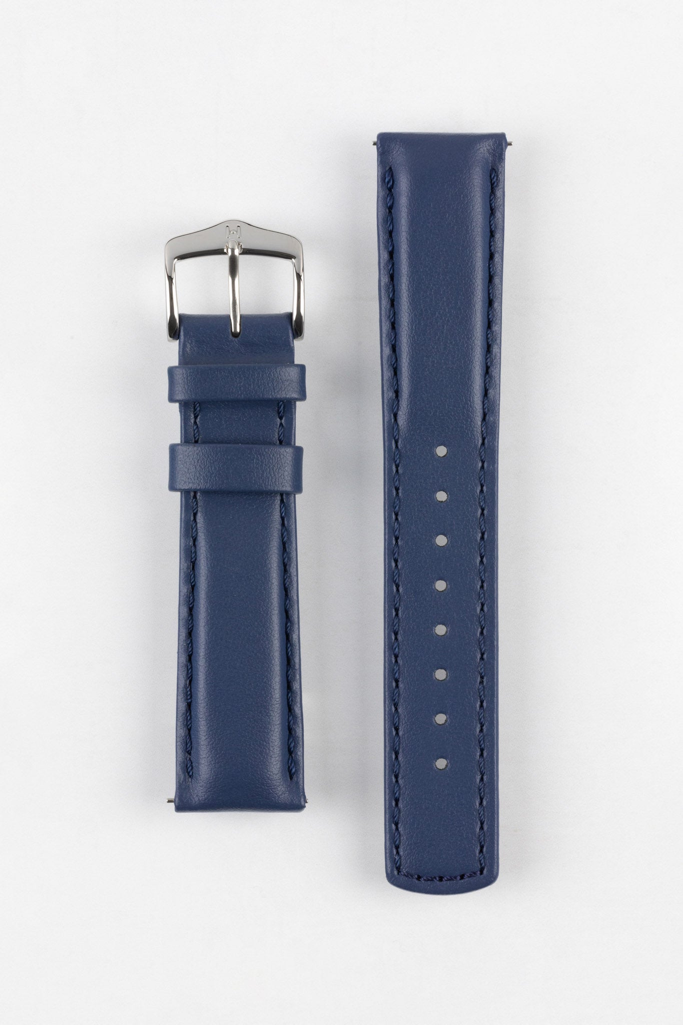 Hirsch RUNNER Water-Resistant Calf Leather Watch Strap in BLUE