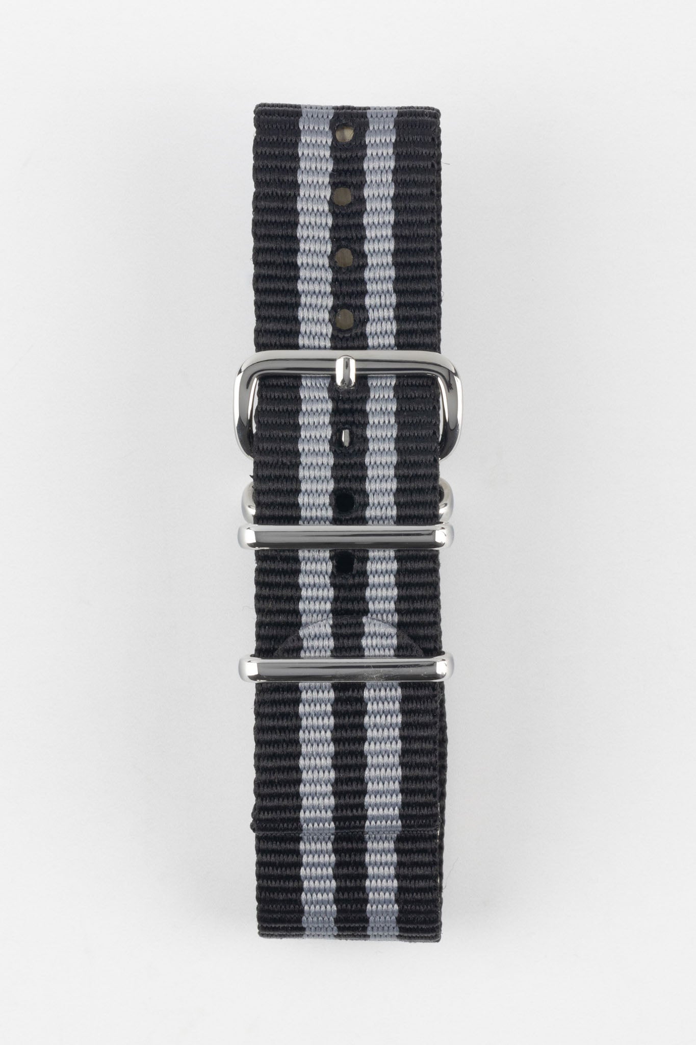 Hirsch RUSH Nylon One-Piece Watch Strap in BLACK / GREY