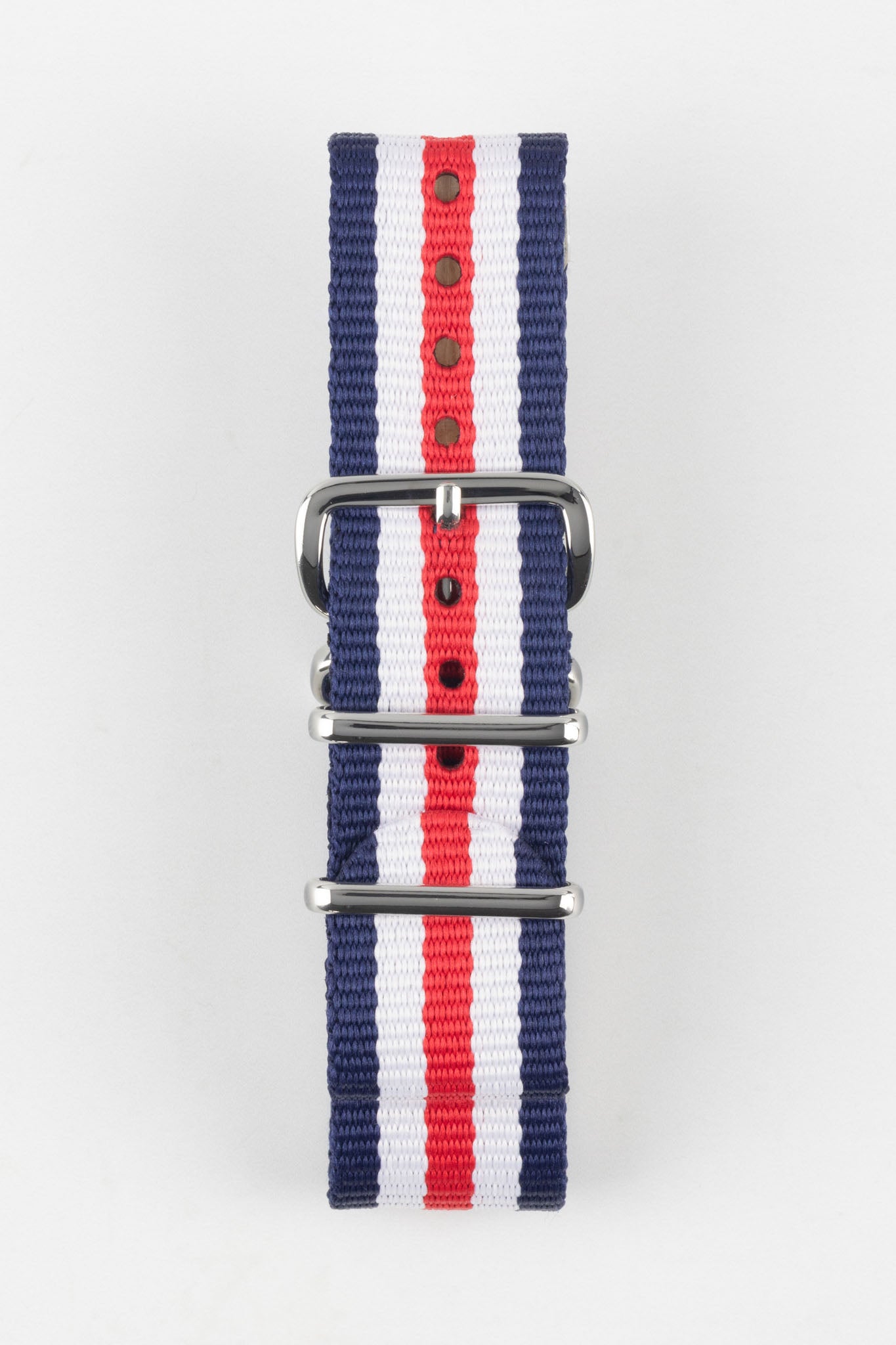 Hirsch RUSH Nylon One-Piece Watch Strap in BLUE / WHITE / RED