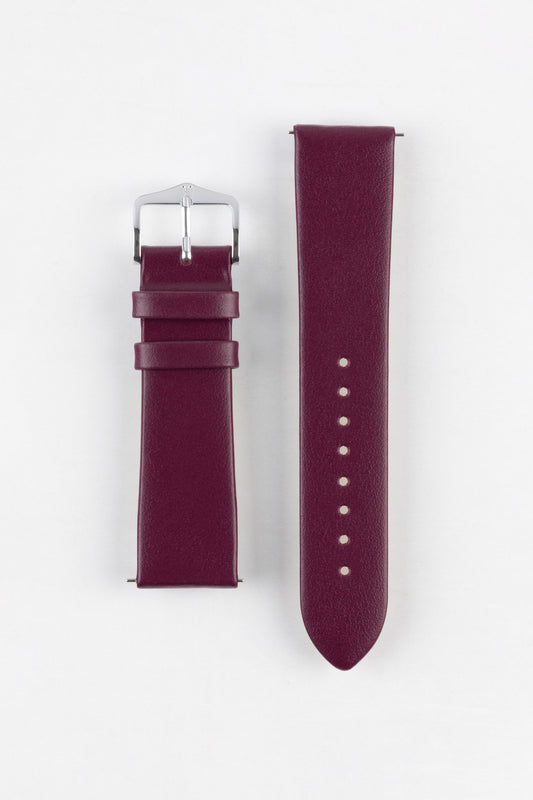 Hirsch TORONTO Quick-Release Fine-Grained Leather Watch Strap in BERRY