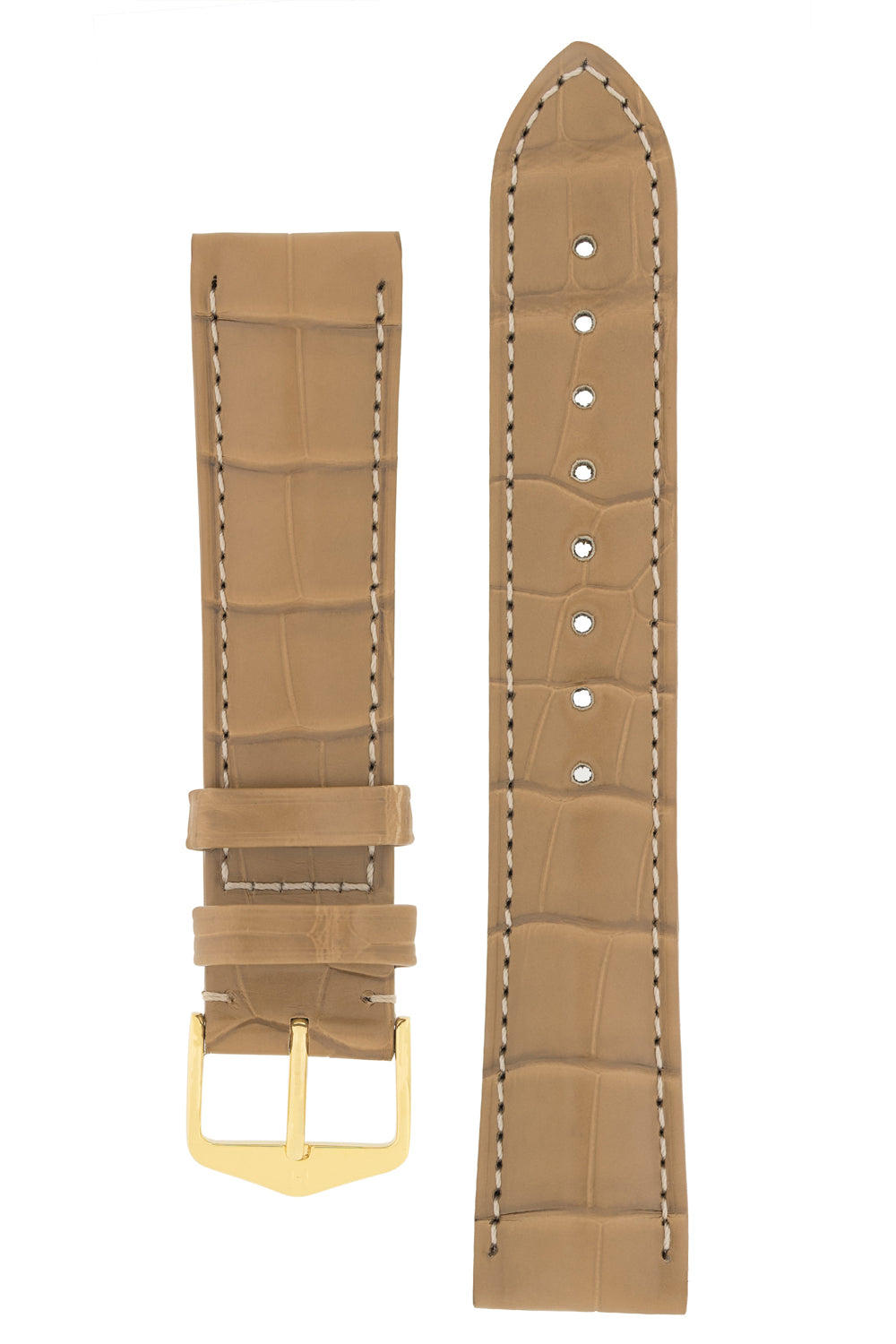 Hirsch EARL Genuine Alligator Watch Strap in BEIGE