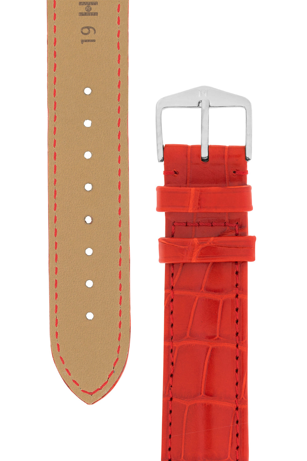 Hirsch EARL Genuine Alligator Watch Strap in RED