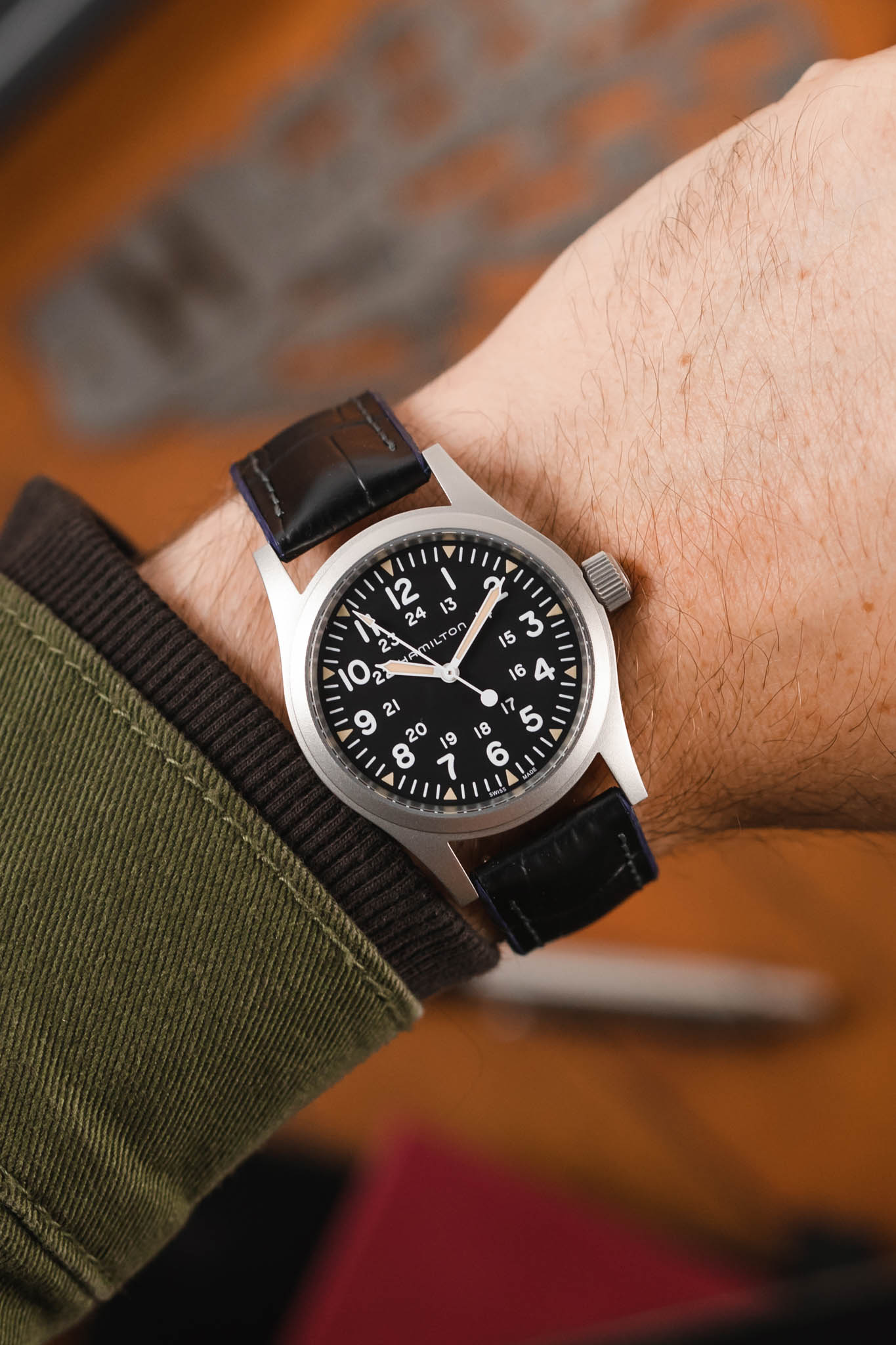 black and blue watch strap