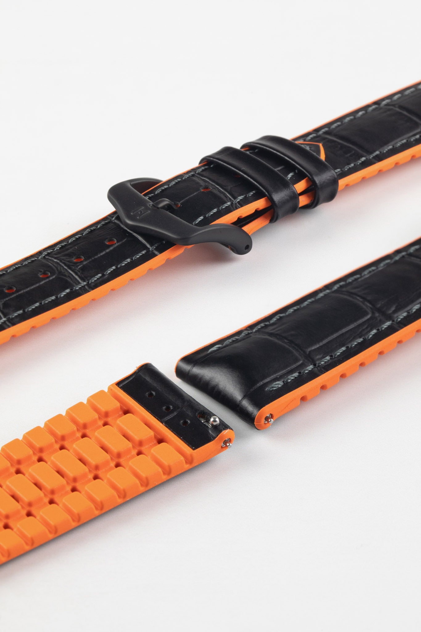 black and orange watch strap (black buckle)