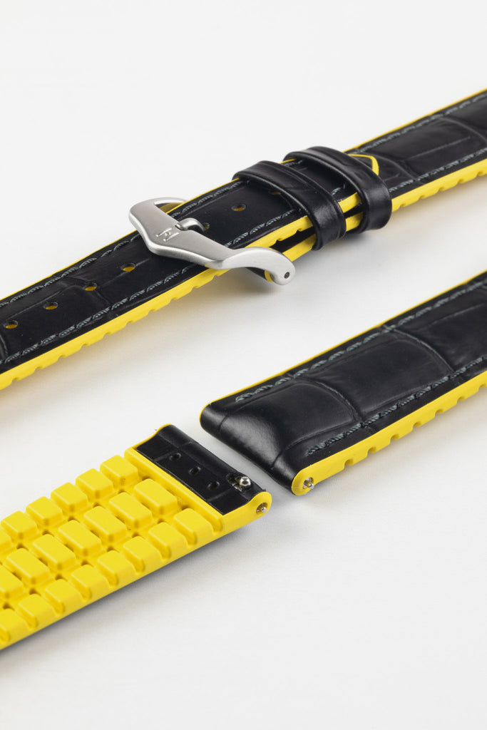 black and yellow watch strap