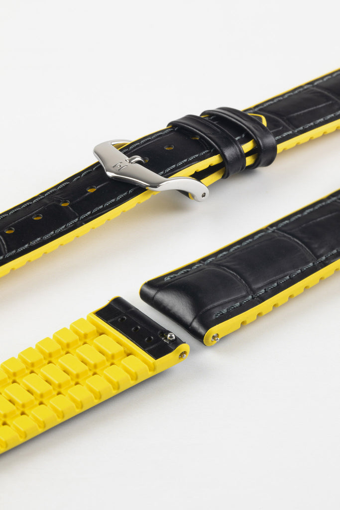 black and yellow watch strap (silver buckle)
