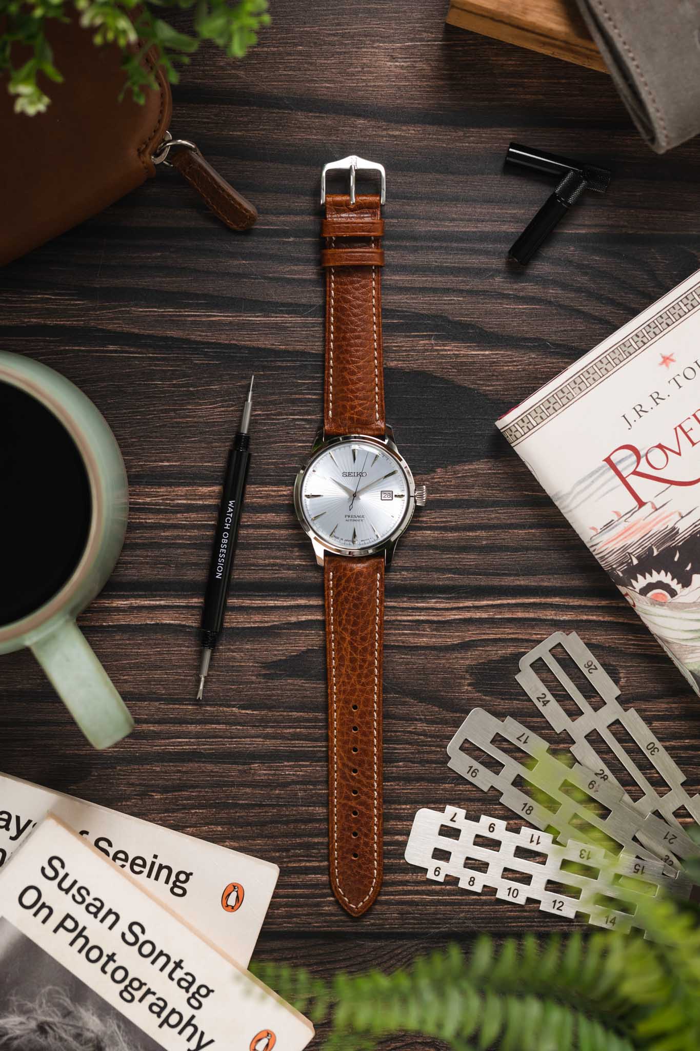 gold leather watch strap