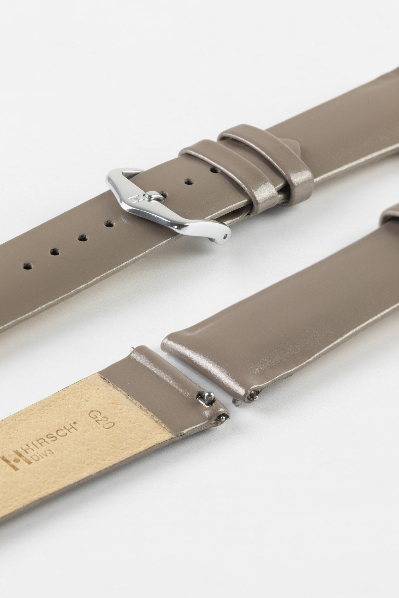 Silver Leather Watch Strap