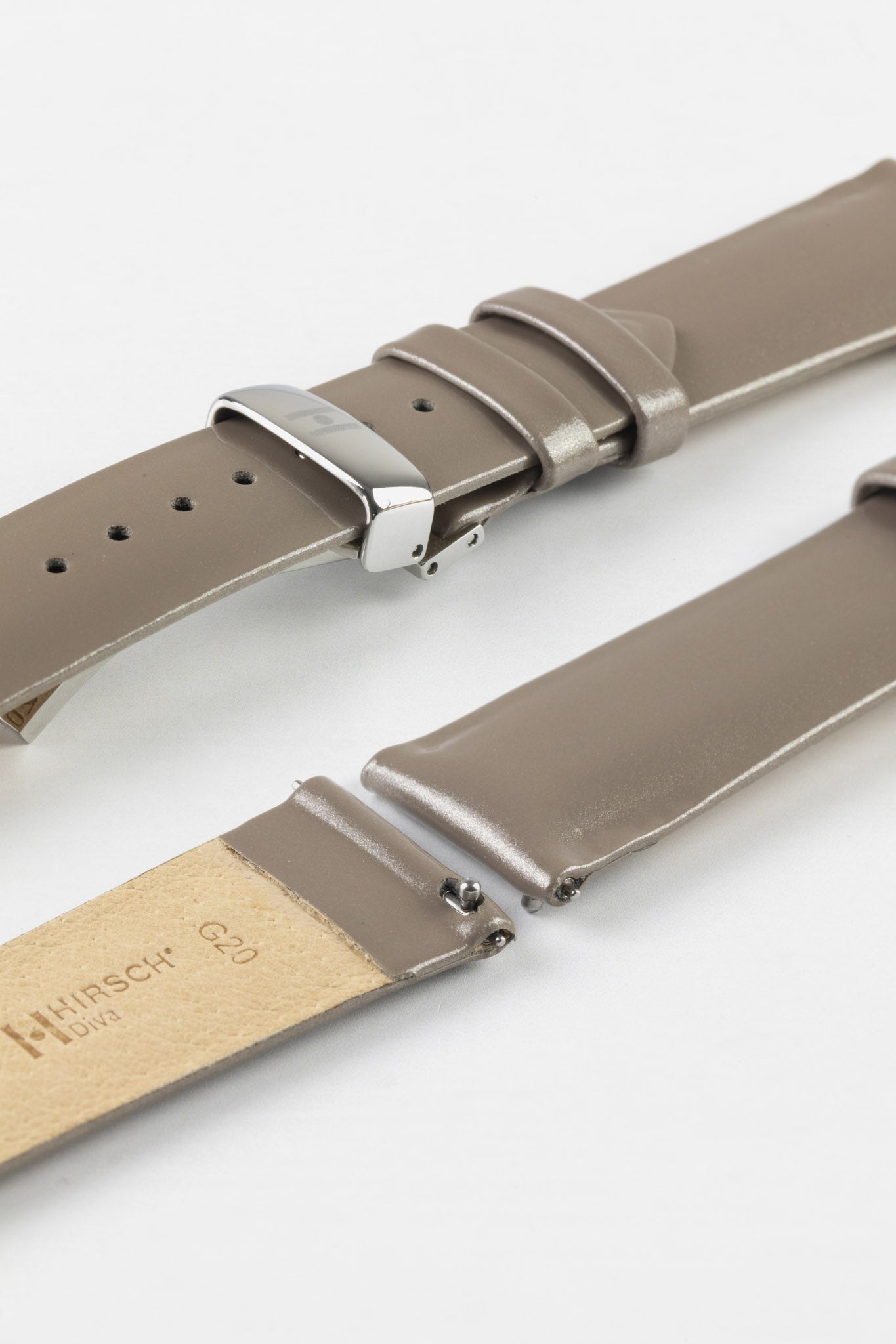 Silver Leather Watch Strap