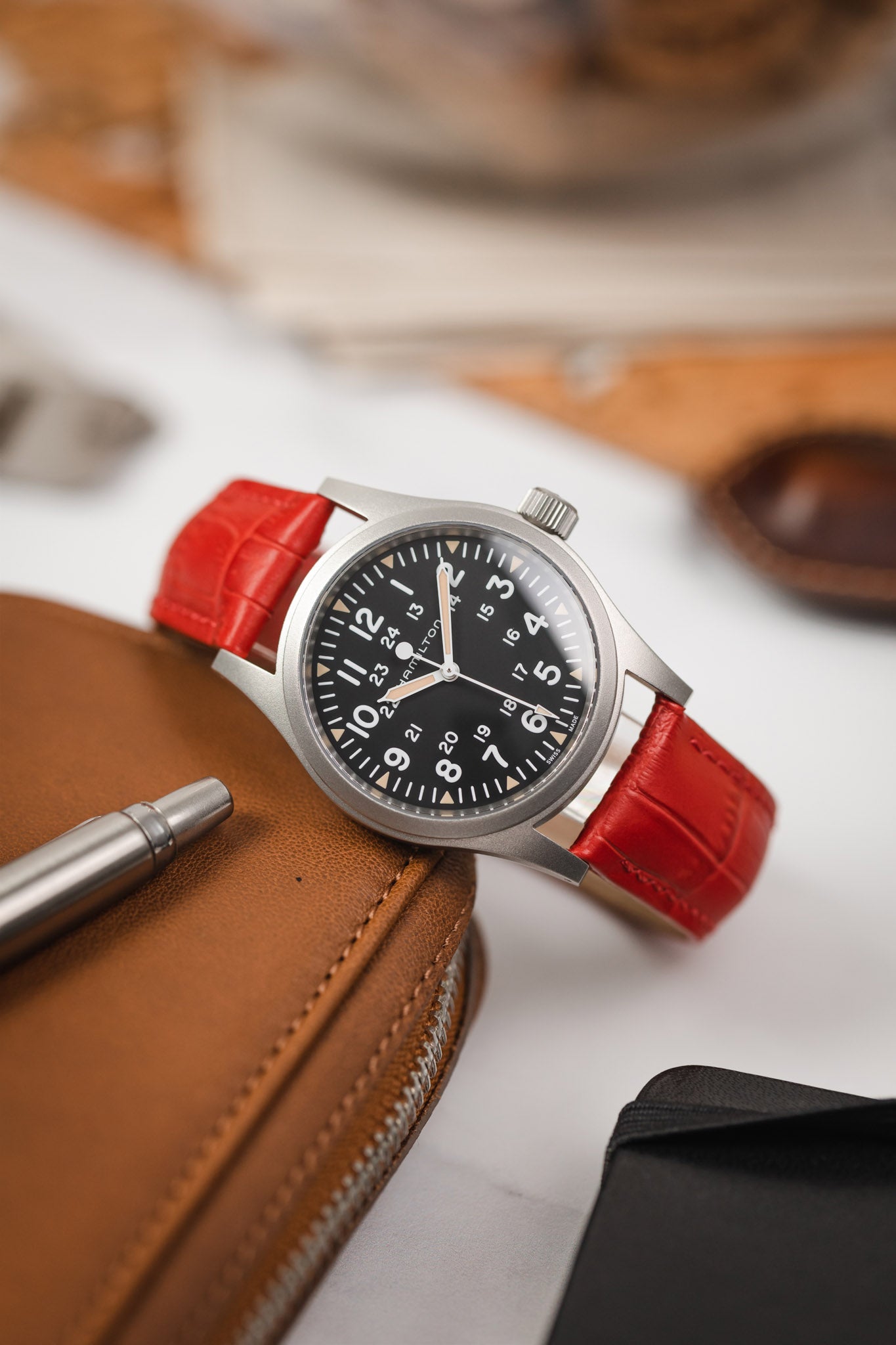 red leather strap