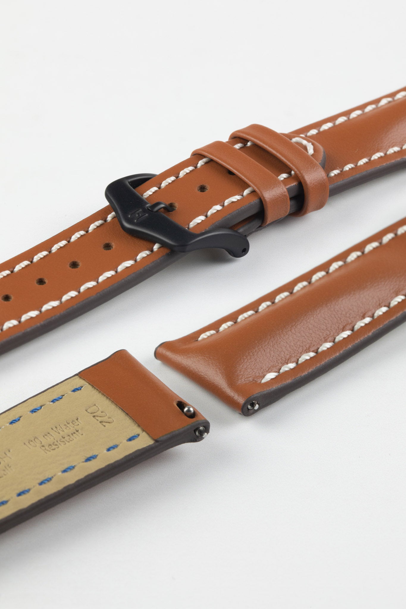 Hirsch HEAVY CALF Water-Resistant Calf Leather Watch Strap in GOLD BROWN