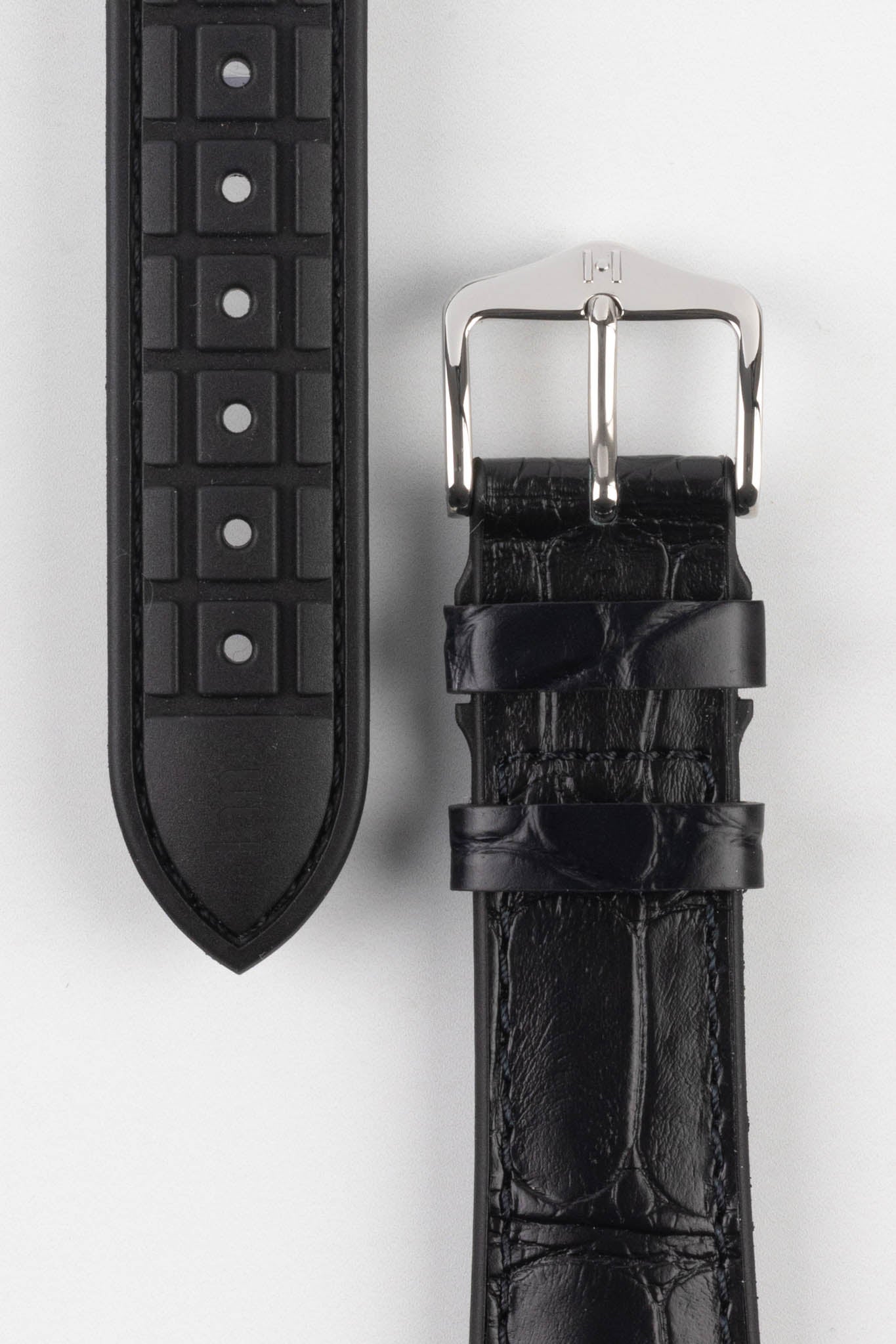 Hirsch IAN Louisiana Alligator Leather Performance Watch Strap - BLACK