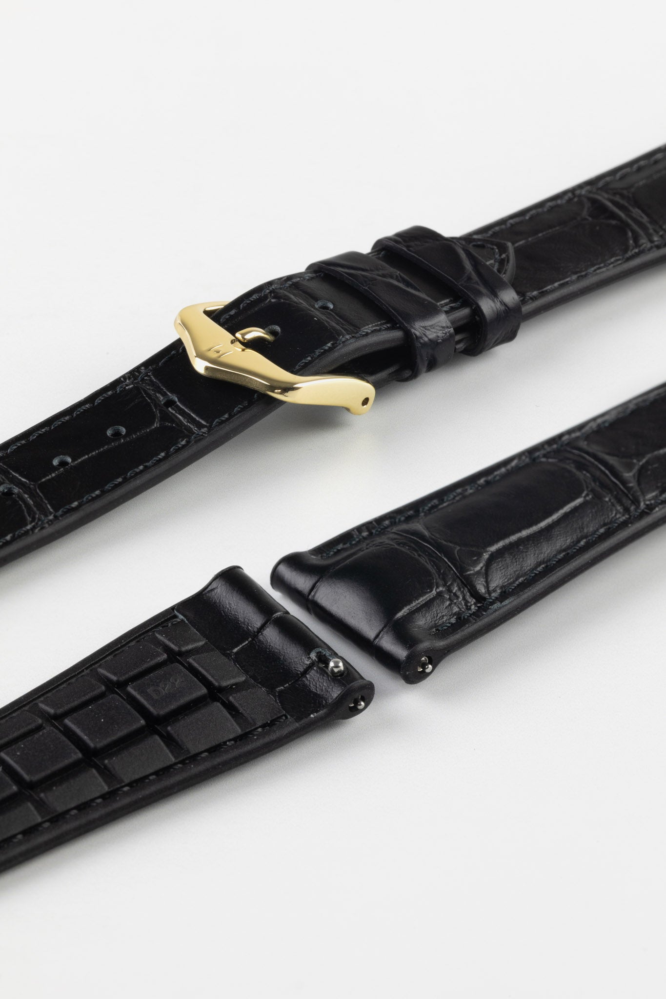 Hirsch IAN Louisiana Alligator Leather Performance Watch Strap - BLACK