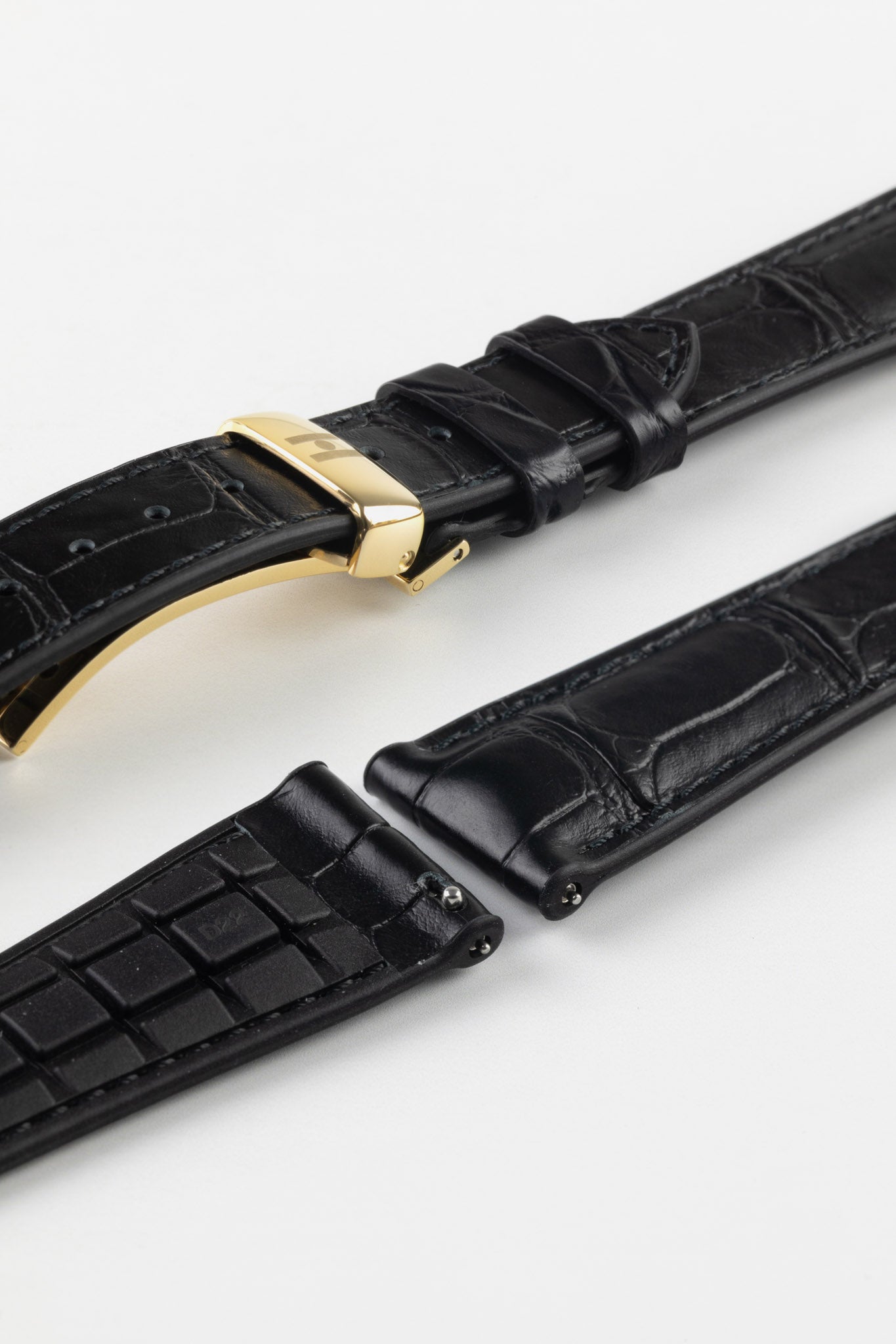 Hirsch IAN Louisiana Alligator Leather Performance Watch Strap - BLACK