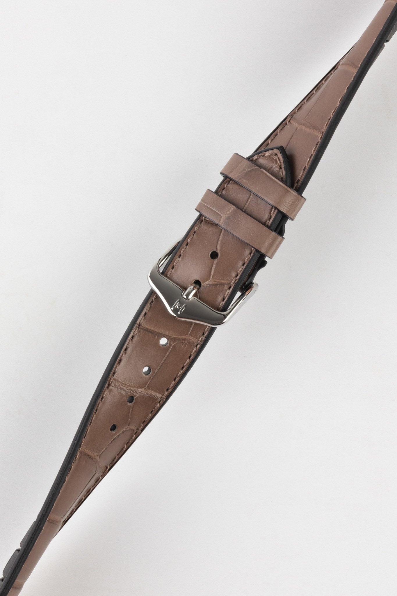 Hirsch IAN Louisiana Alligator Leather Performance Watch Strap - WARM GREY