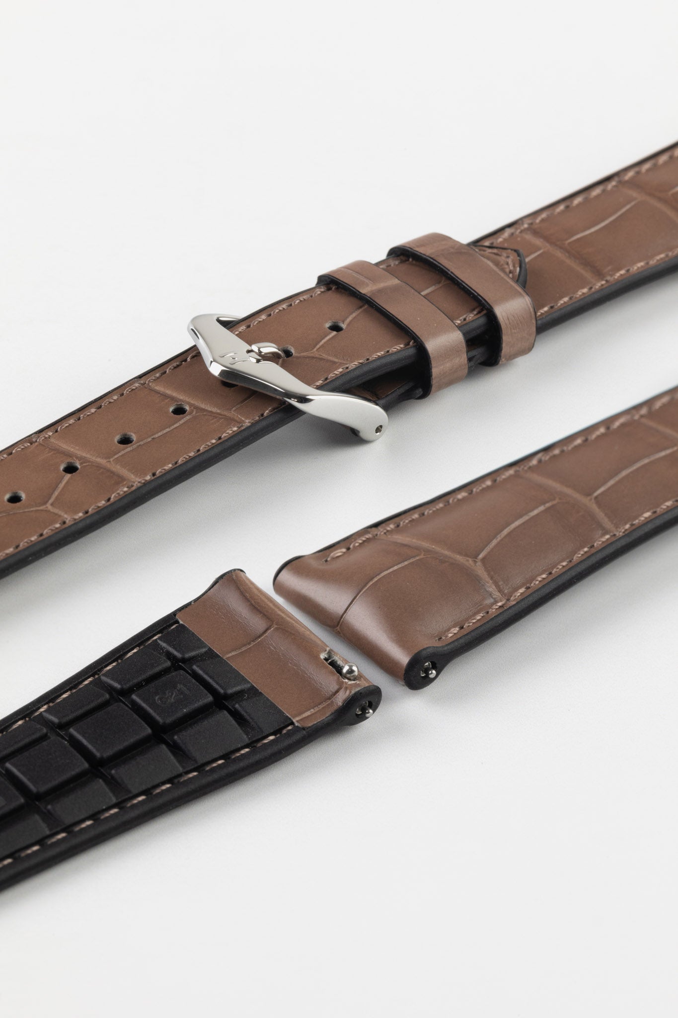 Hirsch IAN Louisiana Alligator Leather Performance Watch Strap - WARM GREY