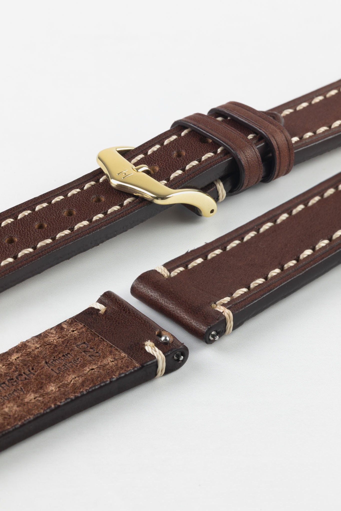 thick brown leather watch strap