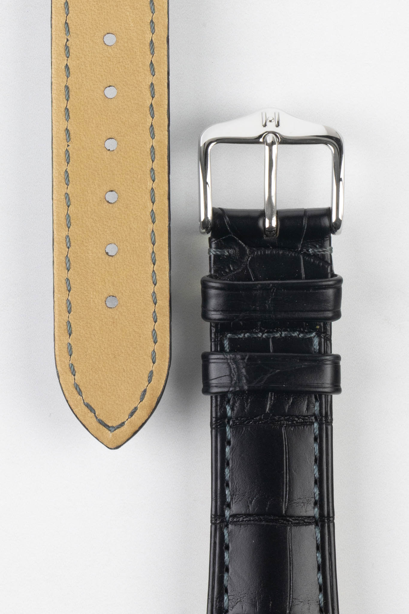 Hirsch LONDON Matt Alligator Leather Watch Strap in BLACK