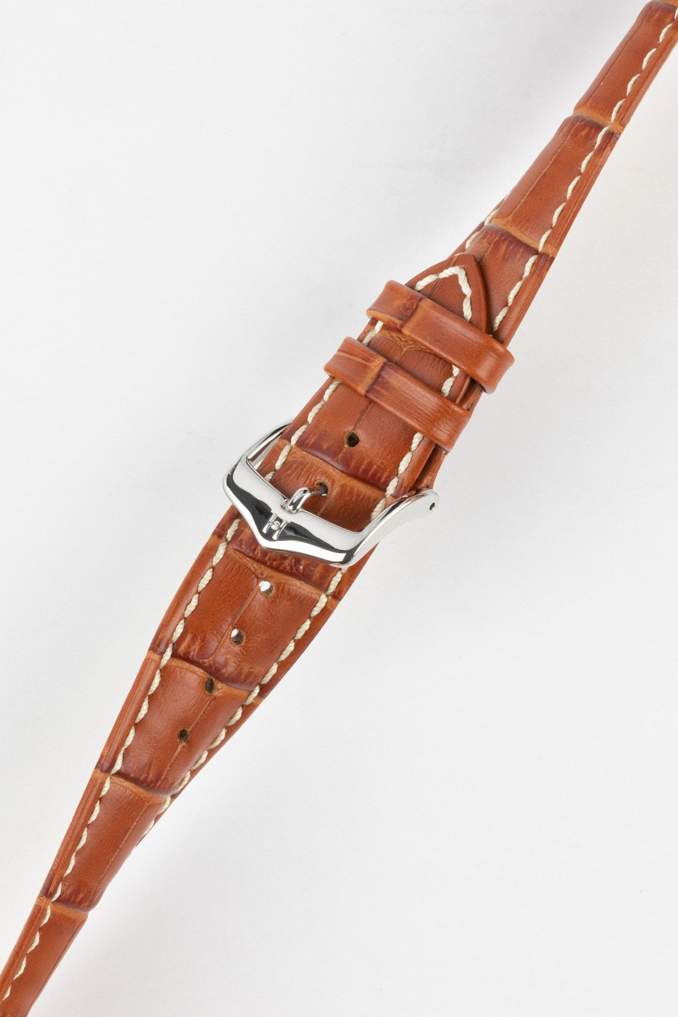 Hirsch MODENA Alligator Embossed Leather Watch Strap in HONEY