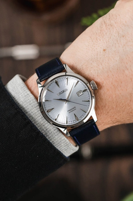 navy leather watch strap