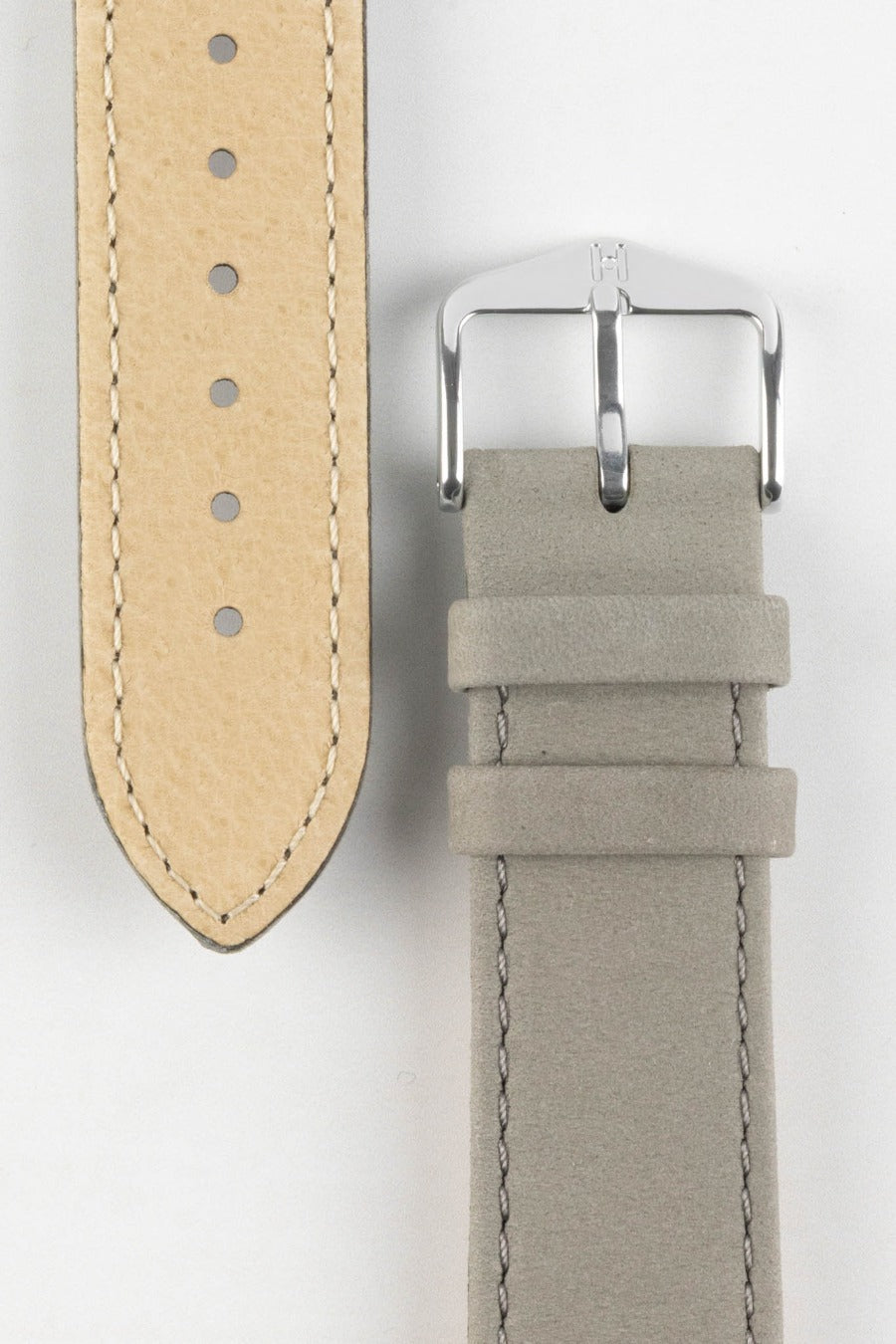 Hirsch OSIRIS Calf Leather with Nubuck Effect Watch Strap in GREY