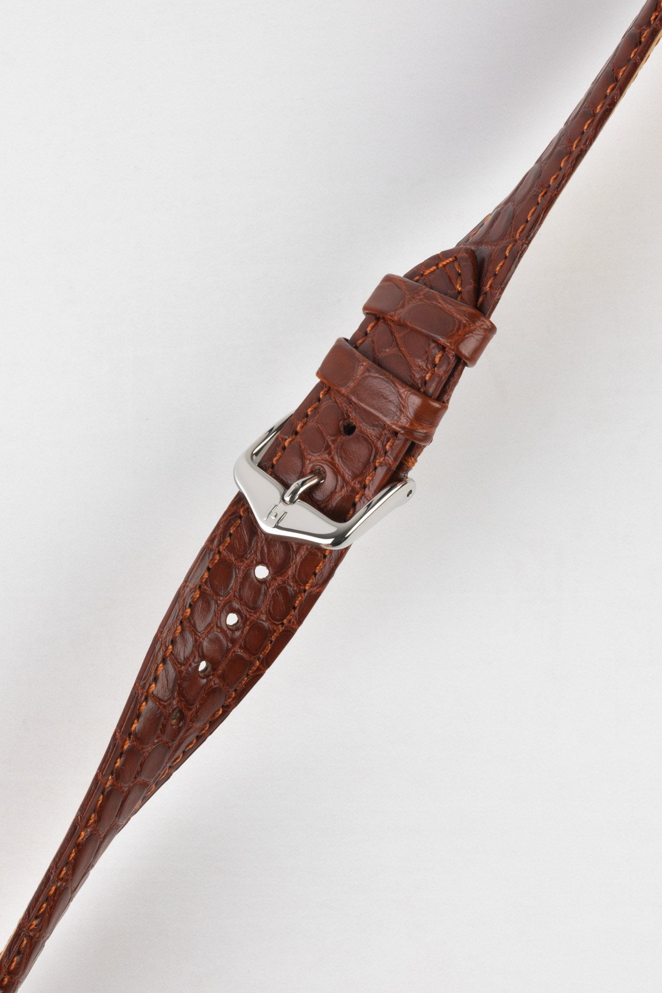 Hirsch REGENT Genuine Alligator Leather Watch Strap in GOLD BROWN