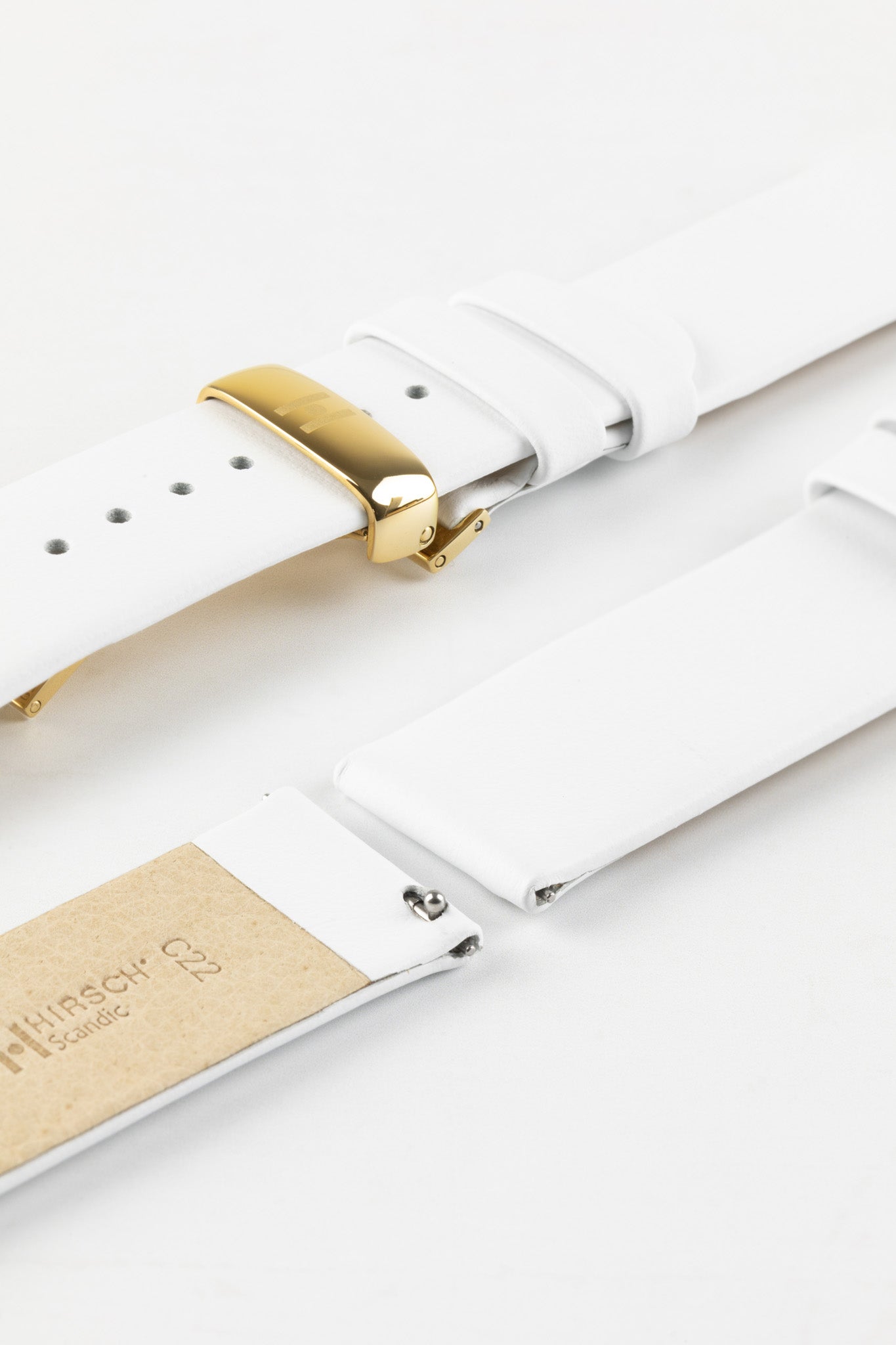 Hirsch SCANDIC Calf Leather Watch Strap in WHITE
