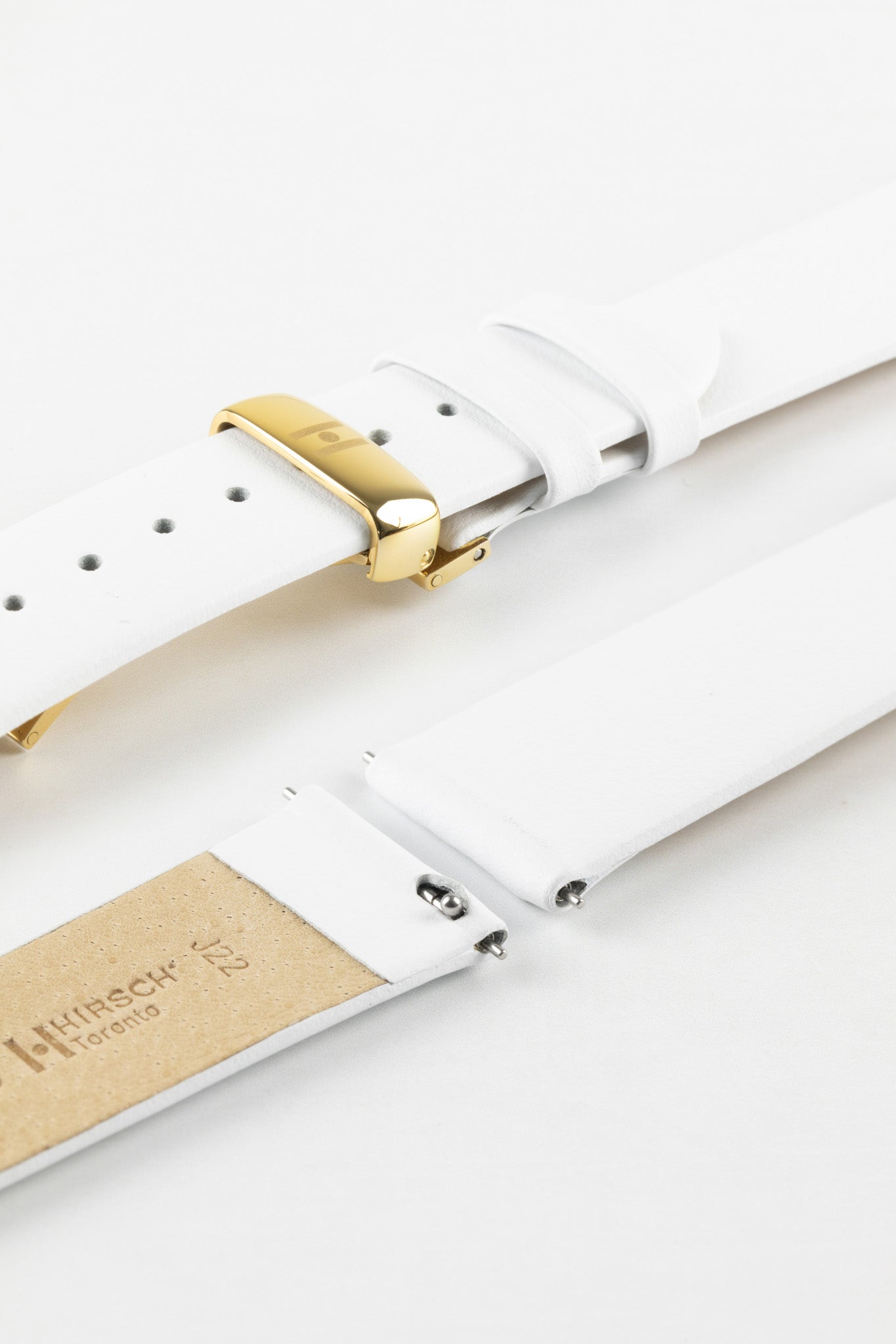 Hirsch TORONTO Quick-Release Fine-Grained Leather Watch Strap in WHITE